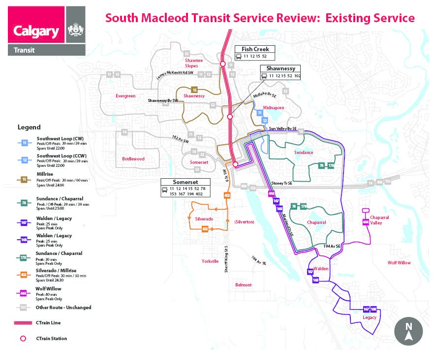map of existing South Macleod bus routing 