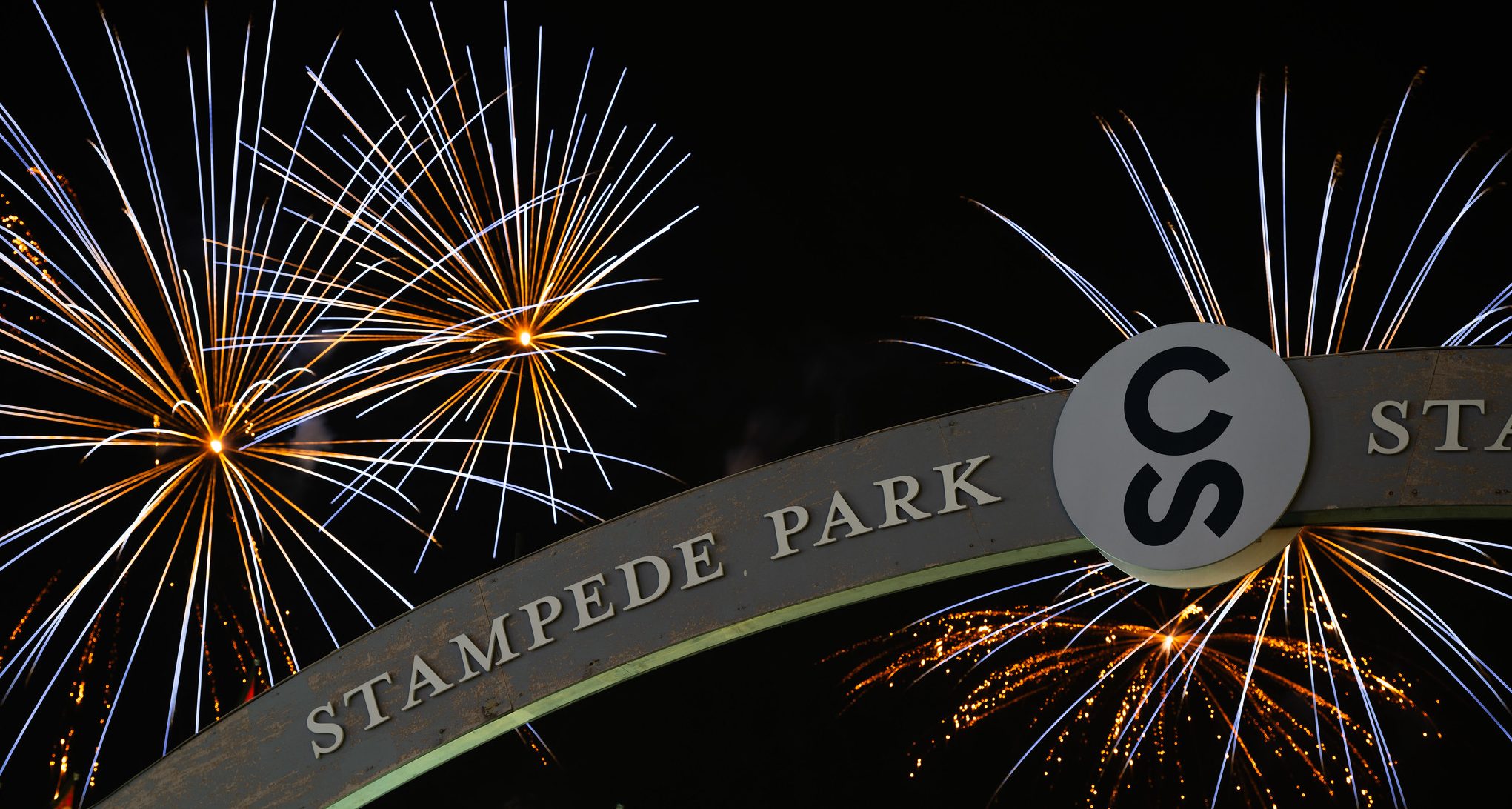 fireworks at the Stampede entrance