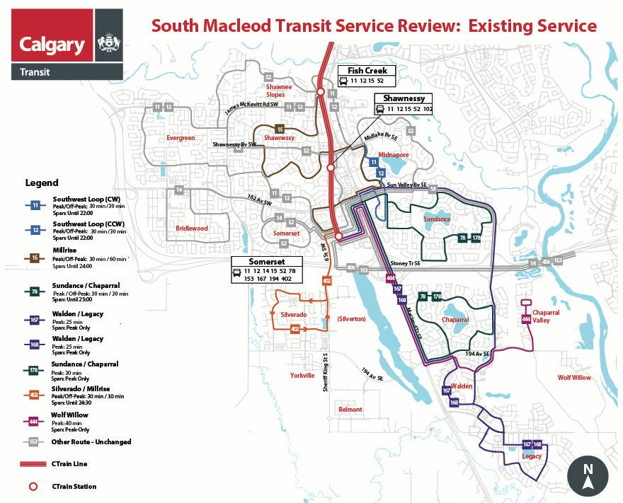 map of existing South Macleod bus routing 