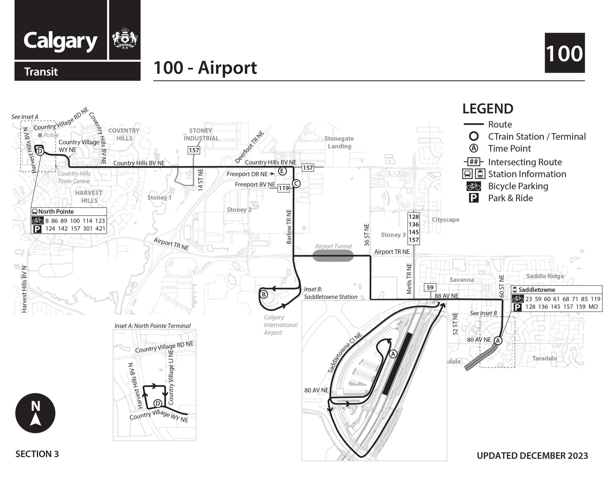 map of Route 100 as of 11/2023