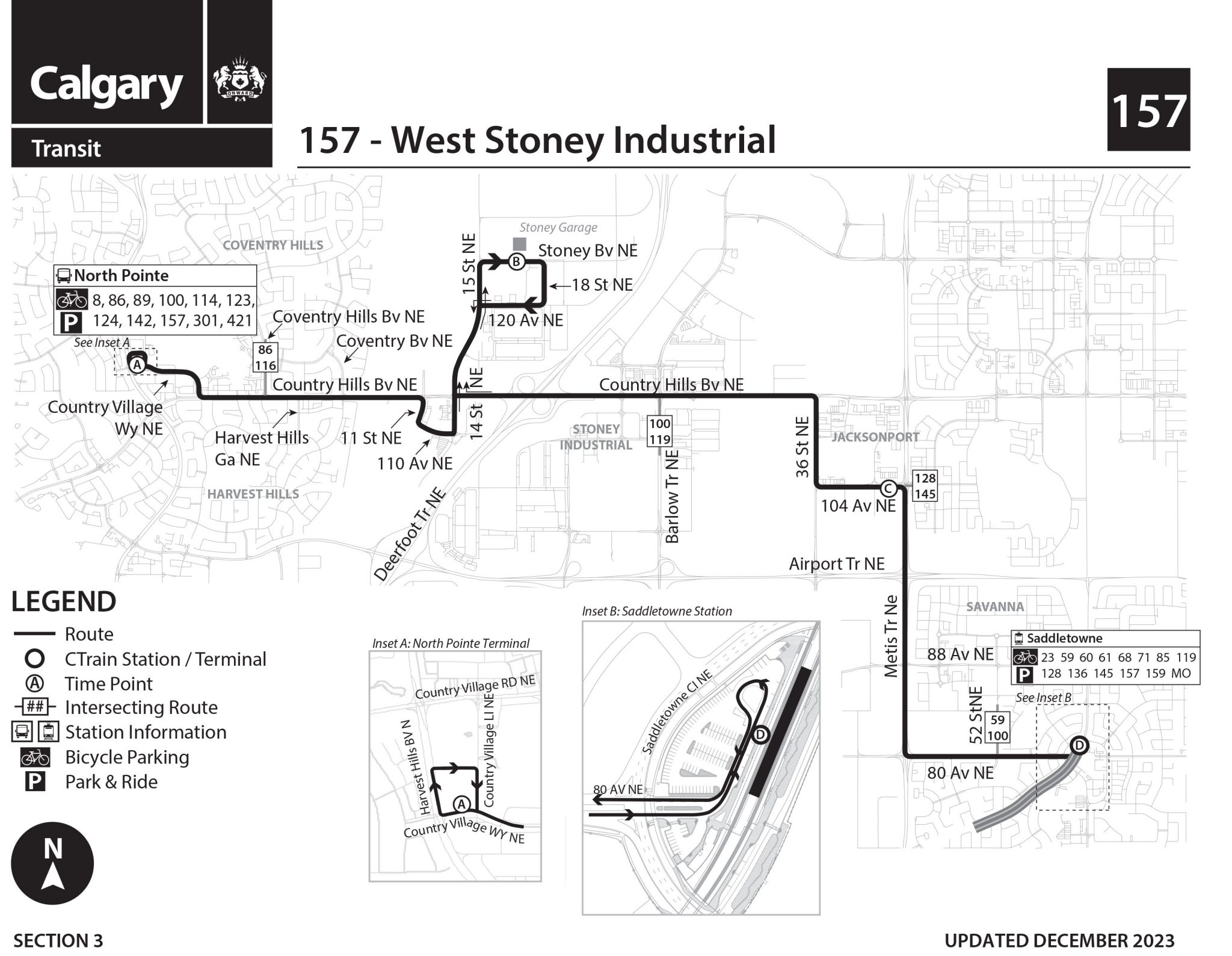 map of Route 157 as of 11/2023