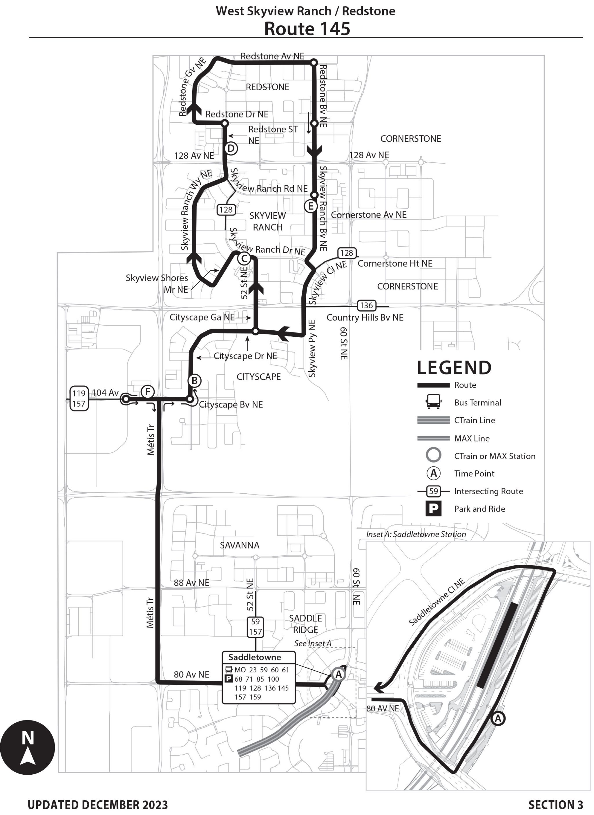 map of Route 145 as of 11/2023
