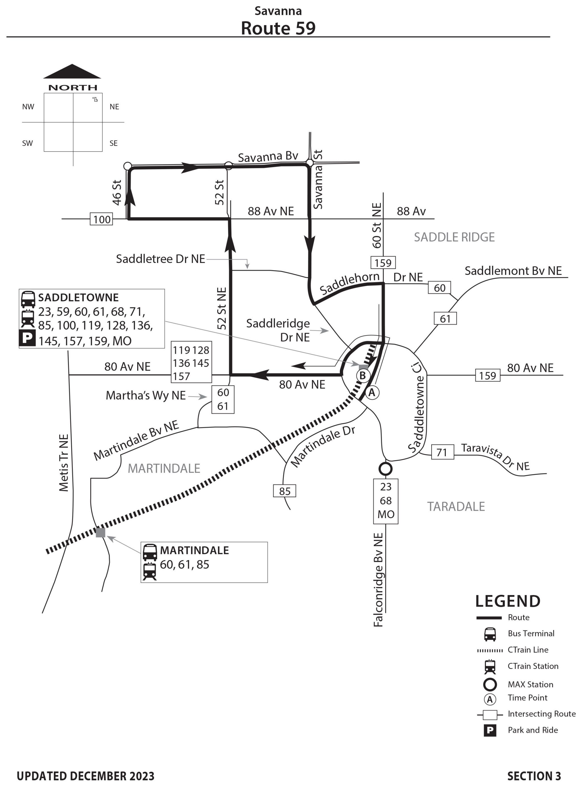 map of Route 59 as of 11/2023