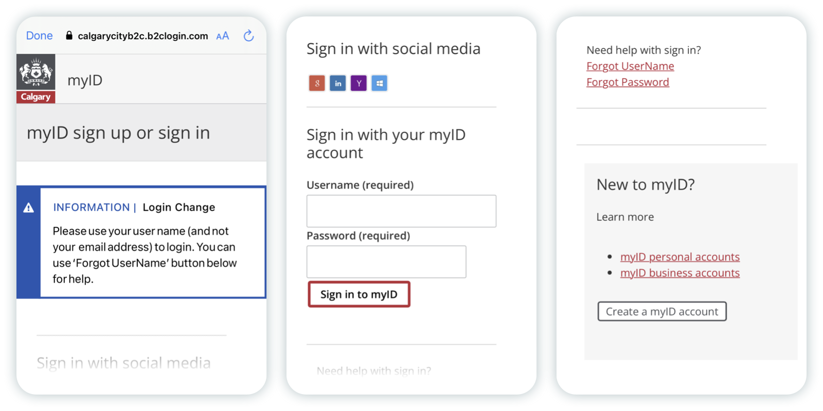 app MyID screen
